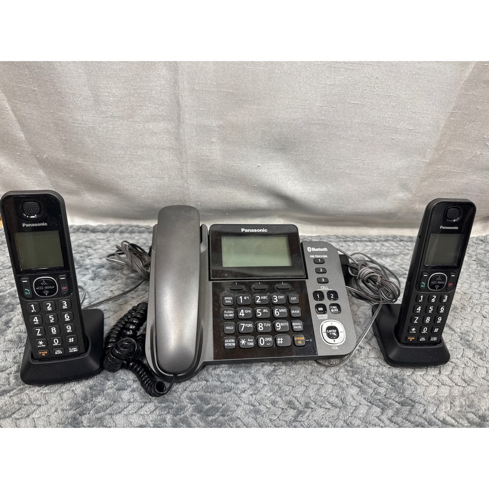 Panasonic KX-TGF382M Bluetooth Cordless Phone System 2 Handsets Metallic Black